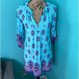EUC Nanette Lepore Swim XS Floral 3/4 Adjustable Sleeve Coverup